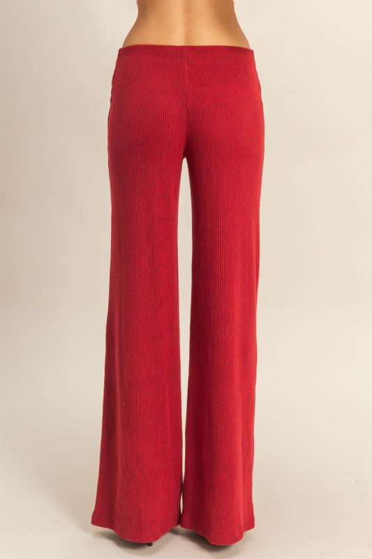 Red Essential Knit Flare Pants