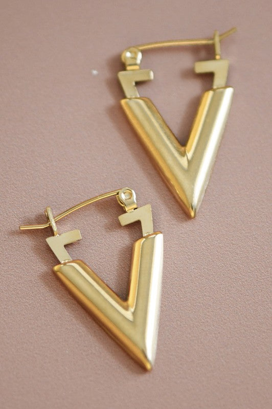 18K Plated V Hoops