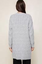 Grey Longline Cable Knit Cardigan-Market Grey Boutique