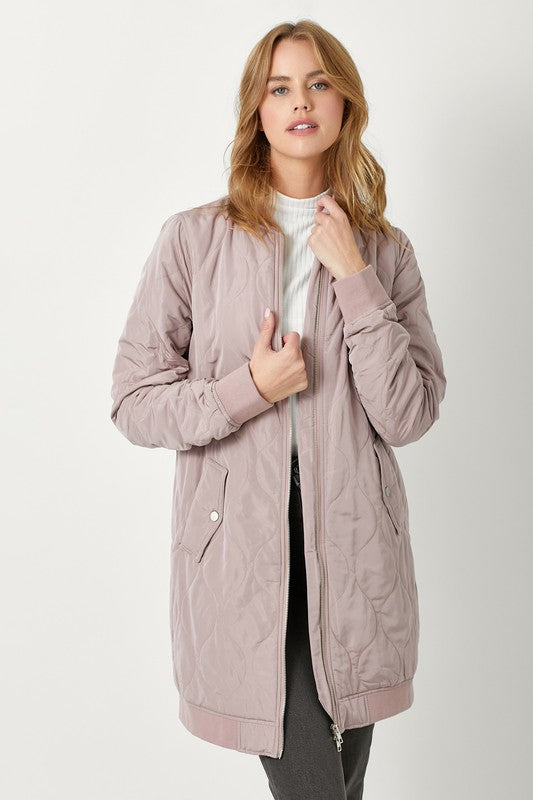 Winter Rose Quilted Zip Up Jacket