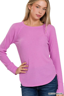 Bright Mauve Baby Waffle Long Sleeve Top