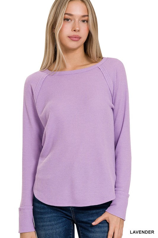 Lavender Baby Waffle Long Sleeve Top