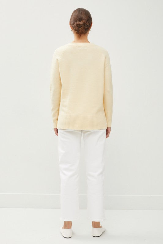 Ivory Classic V-Neck Sweater