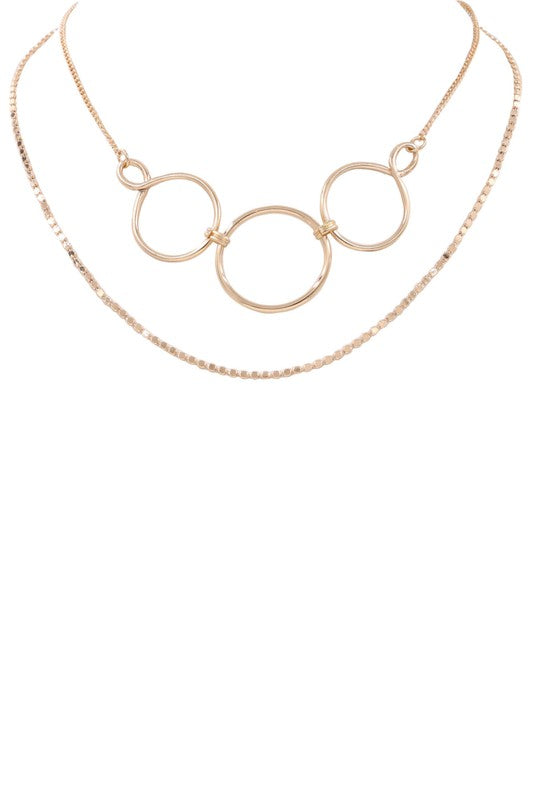 Metal Chain Layered Ring Necklace