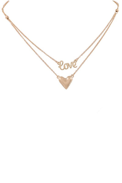 'LOVE' Pendant Chain Layered Necklace