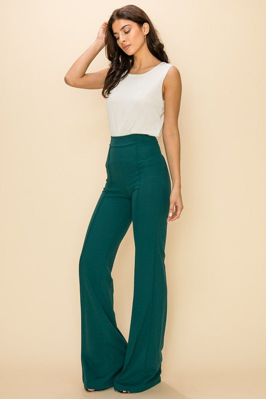 EMERALD HIGH WAISTED PINTUCK PANTS