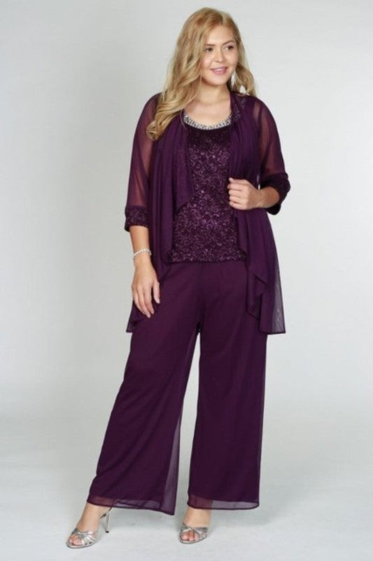 R&M Richards Formal Plus Size Pant Suit-Market Grey Boutique