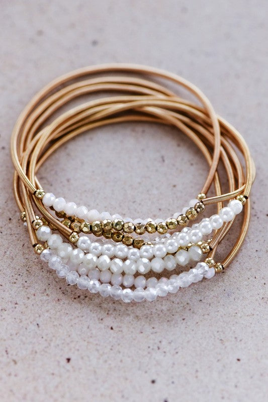 Stretchy Layered Guitar String Beaded Bracelet Set