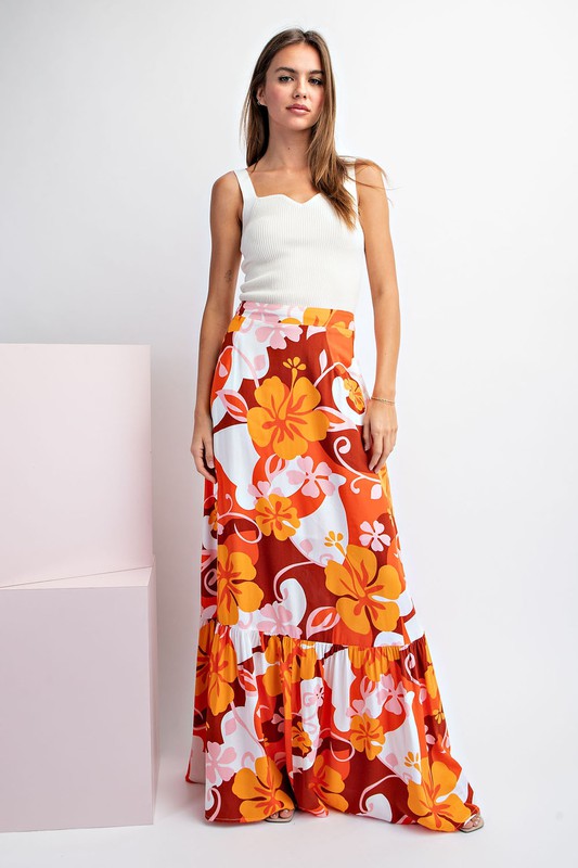 FLORAL PRINT MAXI SKIRT