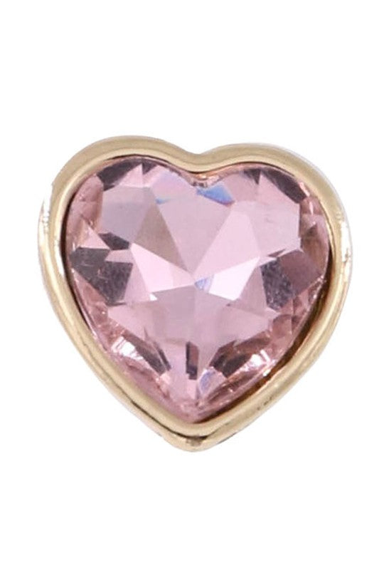 Metal Glass Jewel Heart Earrings