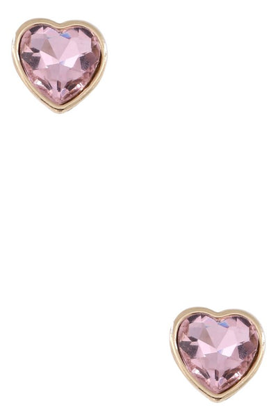 Metal Glass Jewel Heart Earrings