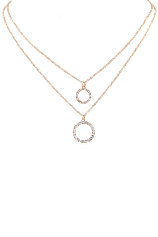 Circle Pendant 2-Piece Necklace Set