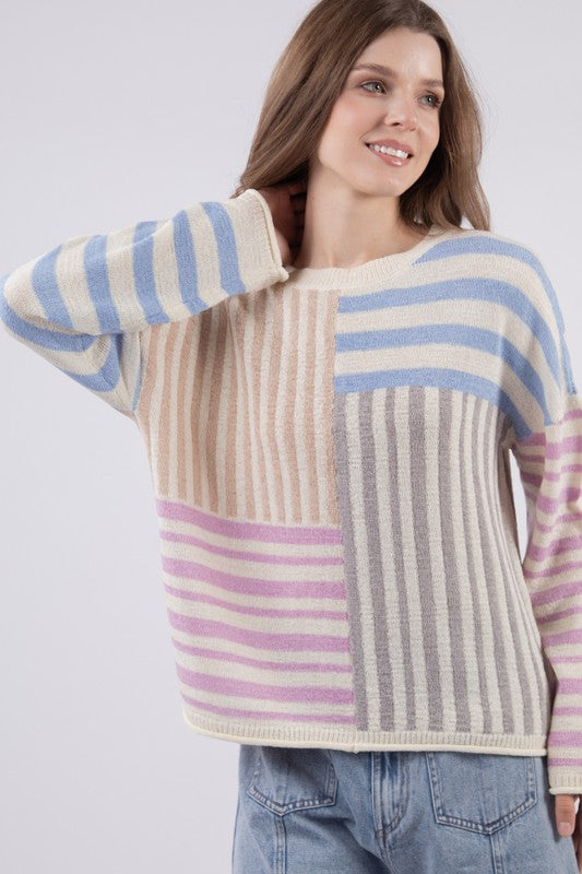 Multi Color Stripe Sweater Top