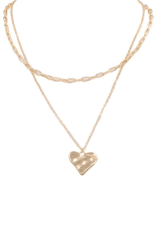 Metal Heart Pendant Chain Necklace