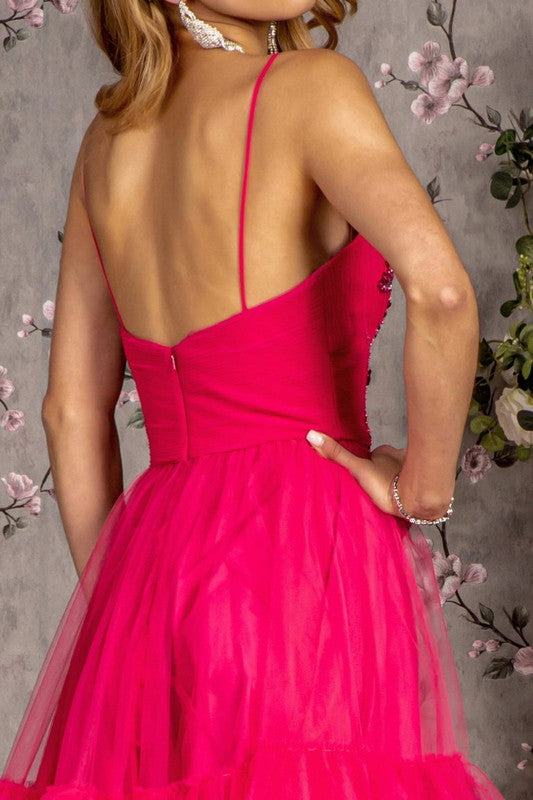 2025 Fuchsia Sweetheart Ruffled A-line Dress🤍