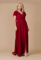 Burgundy Formal Mother Of The Bride Dress-Market Grey Boutique