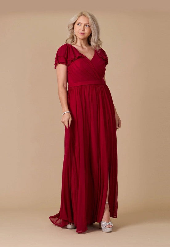 Burgundy Formal Mother Of The Bride Dress-Market Grey Boutique
