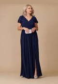 Navy Short Sleeve Formal Mother Of The Bride Dress
