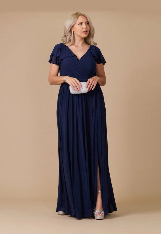 Navy Short Sleeve Formal Mother Of The Bride Dress