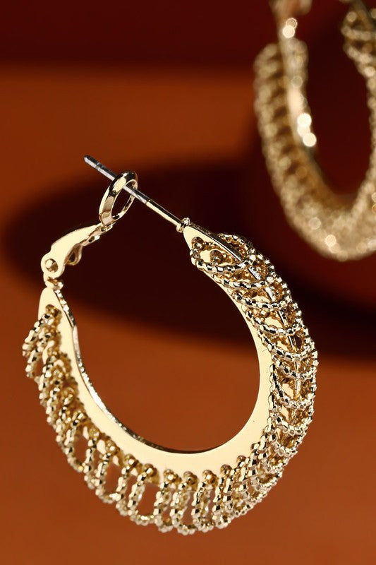 Linked Fringe Hoop Earrings