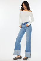 KC Emma Mid Rise Wide Denim-Market Grey Boutique