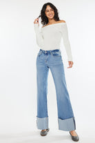 KC Emma Mid Rise Wide Denim-Market Grey Boutique