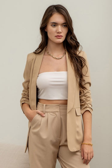 Oatmeal 3/4 Sleeve Blazer