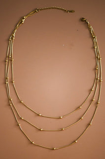 Gold Tone Bead Detail Layered Necklace