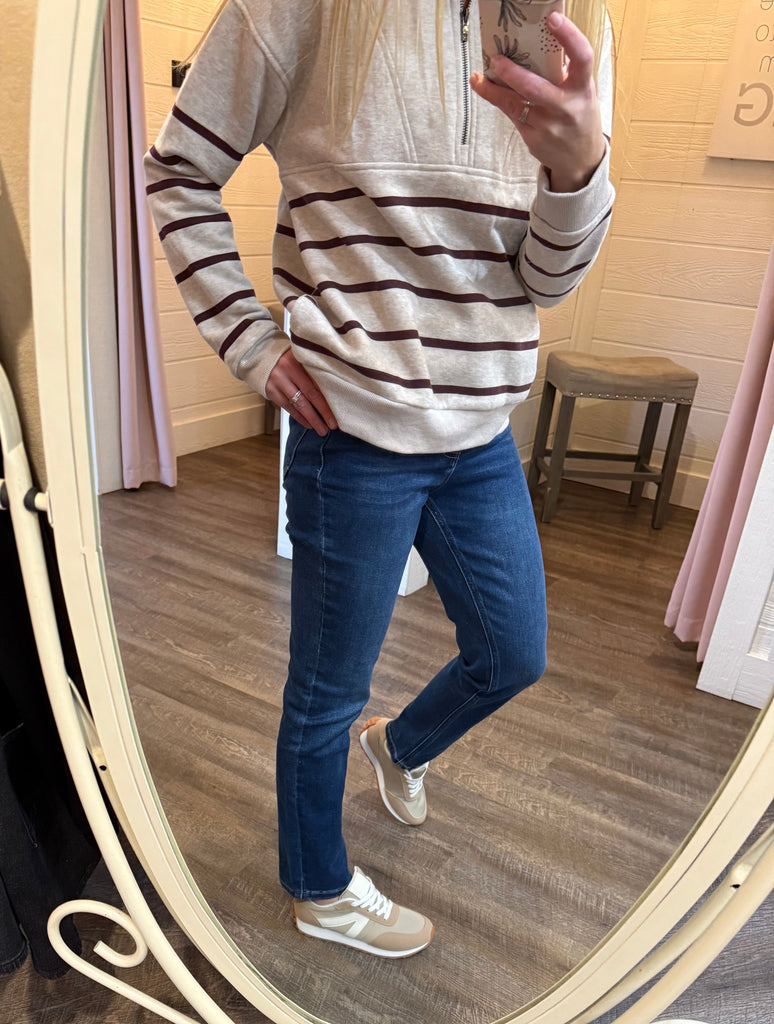 Striped Half Zip Pullover