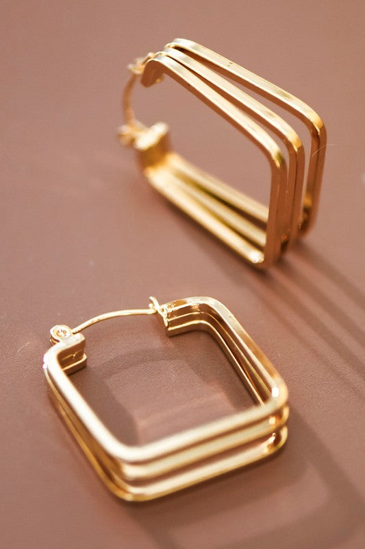 Gold Tone Square Stainless Steel Hoops