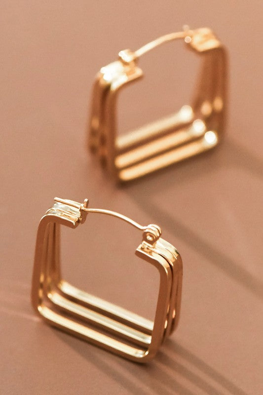 Gold Tone Square Stainless Steel Hoops