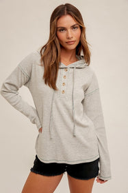 Contrast Textured Knit Hoodie