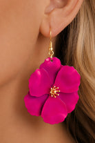 Fuchsia Floral Metal Earrings-Market Grey Boutique