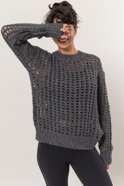 Open Stitch Long Sleeve Sweater