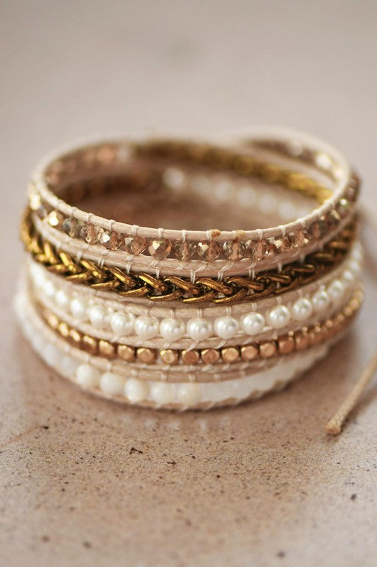 Gold Tone Vegan Cord Wrap Bracelet