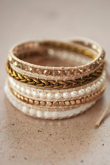 Gold Tone Vegan Cord Wrap Bracelet