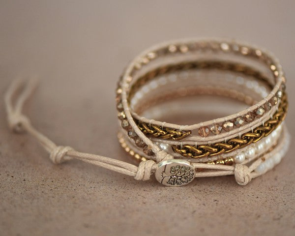 Gold Tone Vegan Cord Wrap Bracelet
