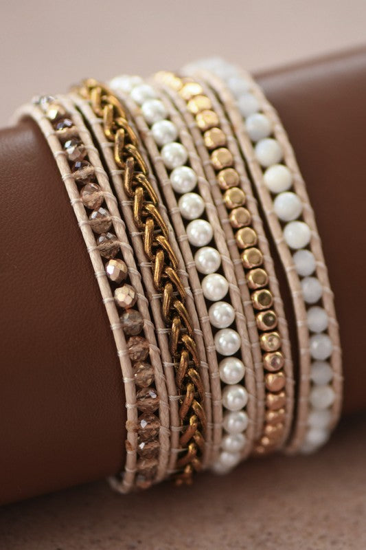 Gold Tone Vegan Cord Wrap Bracelet