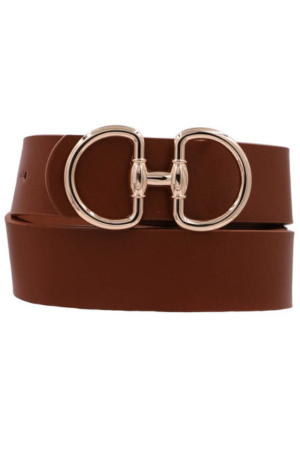 Metal Ring Buckle Faux Leather Belt