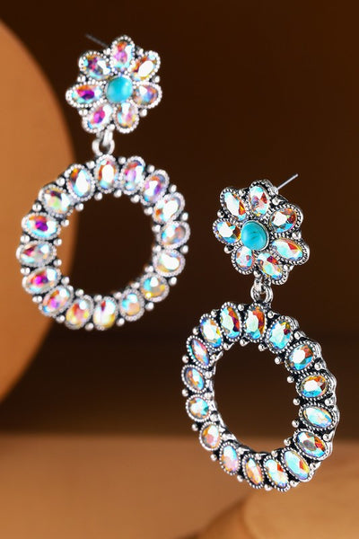 Circular Western Style Crystal Glass Earrings