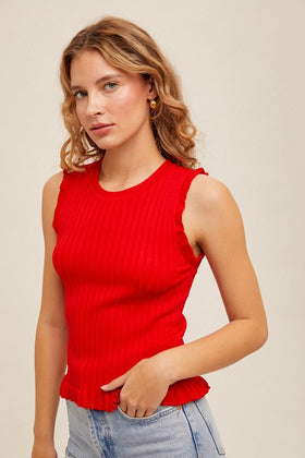 Sleeveless Frill Top