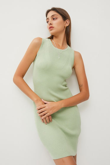 MINT RIBBED KNIT MINI DRESS