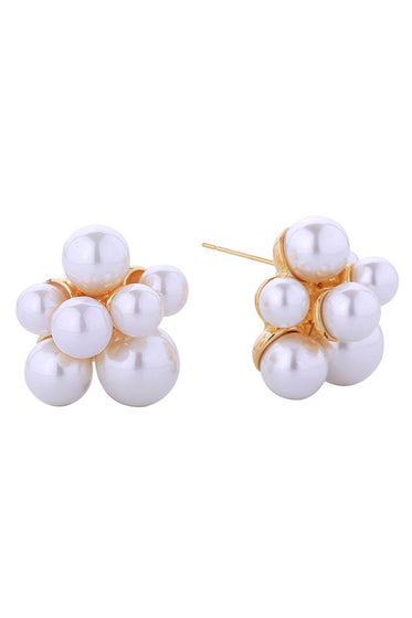 Gold Dipped Pearl Cluster Post Earrings