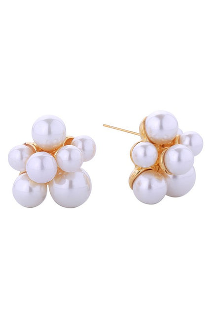 Gold Dipped Pearl Cluster Post Earrings