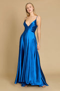 2025 Teal Long Flowy Satin Formal Gown🤍