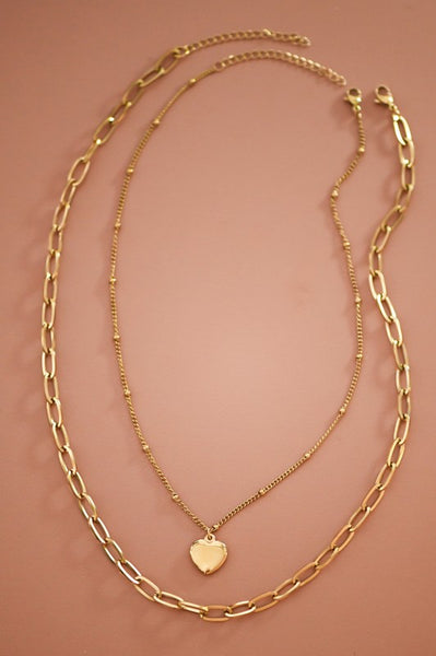 18K Plated Heart Necklace Set