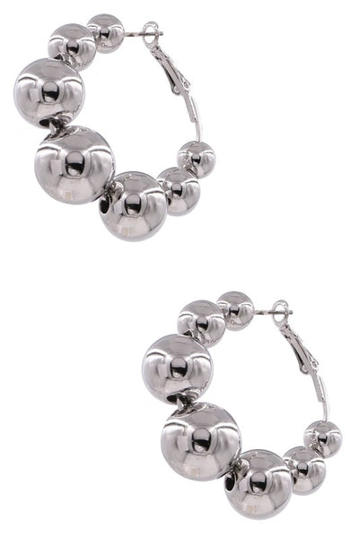 Metal Hoop Layered Ball Earrings