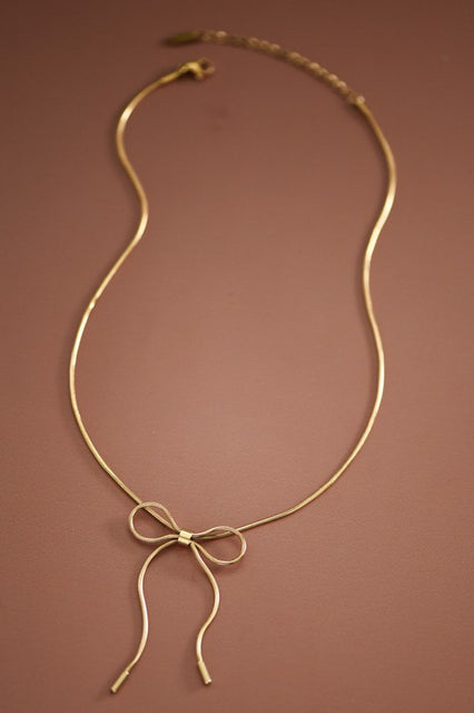 18K Plated Bow Necklace