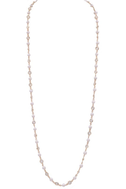 Cream Pearl Station Long Necklace