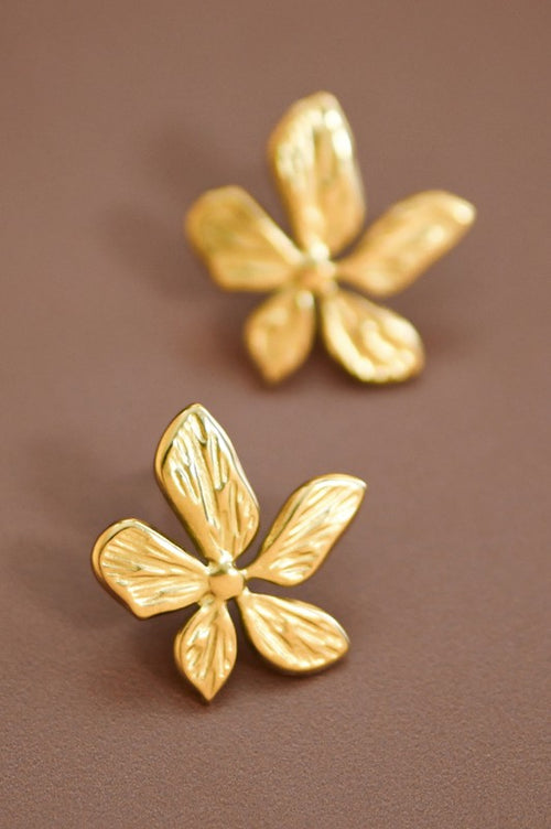18k Gold flower Waterproof Non-tarnish Stainless Steel Studs